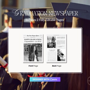 Graduation Newspaper Template, Editable Flower Bouquet Wrap Newspaper For New Graduate, College Senior 2026 Gift, Canva Template, 044 image 3