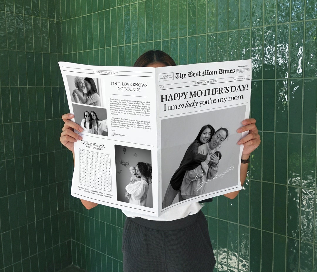 Newspaper Mothers Day Template, Printable Flower Bouquet Wrap Newspaper ...