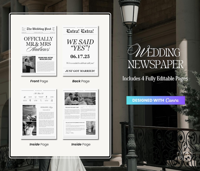 Elopement Announcement Wedding Newspaper Template, Printable Intimate Weddings Announcement, We Eloped, Editable Canva Template, 014 image 4