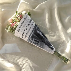 Graduation Newspaper Template, Editable Flower Bouquet Wrap Newspaper For New Graduate, College Senior 2026 Gift, Canva Template, 044 image 2