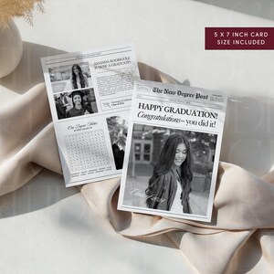 Graduation Newspaper Template, Editable Flower Bouquet Wrap Newspaper For New Graduate, College Senior 2026 Gift, Canva Template, 044 image 7