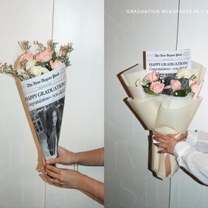 Graduation Newspaper Template, Editable Flower Bouquet Wrap Newspaper For New Graduate, College Senior 2026 Gift, Canva Template, 044 image 8
