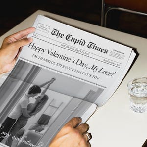 Valentinstag Zeitung Vorlage, Be My Valentine Blumenstrauß Wrap, Valentinstag Geschenk für Freund und Freundin, Canva Vorlage