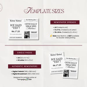 Elopement Announcement Wedding Newspaper Template, Printable Intimate Weddings Announcement, We Eloped, Editable Canva Template, 014 image 5