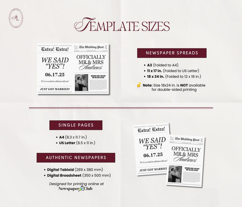 Elopement Announcement Wedding Newspaper Template, Printable Intimate Weddings Announcement, We Eloped, Editable Canva Template, 014 image 5