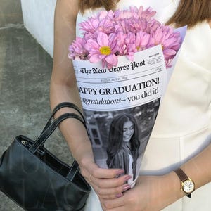 Graduation Newspaper Template, Editable Flower Bouquet Wrap Newspaper For New Graduate, College Senior 2026 Gift, Canva Template, 044 image 9