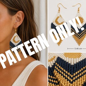 Seed Bead Earring Pattern| Moonburst Beaded Earrings, Miyuki Delica Brick Stitch Fringe PDF