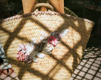 Bolsos de mano tejidos elegantes de tejido natural de playa de verano, Puses de paja hechos a mano grandes Herald para mujer