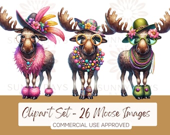 Moose Clip Art Collection: Playful Designs for Crafts, POD, and DIY Projects - Instant Digital Download