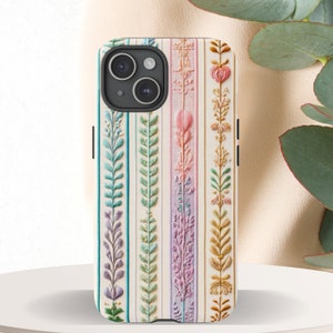 Botanical Bands Phone Case:Phone Case for iPhone 15/14/13/12/11/10/9/8, Samsung Galaxies, & Google Pixels. Tough Phone Cases for Protection