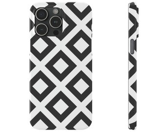 iPhone 15 Case: Black and White Pattern Slim iPhone Case, iPhone 15, 14, 13, 12, 11, 10, 9, 8, &7, Protective iPhone Slim Case, iPhone Cases