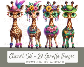 Giraffes Clip Art Collection: Playful Designs for Crafts, POD, and DIY Projects - Instant Digital Download - Animal Clip Art - Giraffe PNGs
