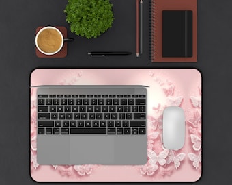 Butterfly Blush Designer Desk Mat | Neoprene Non-Slip Mouse Pad | Home Office, Gaming, Workstation Accessory | Gaming Mouse Pad | Mouse Pad