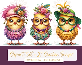 Chickens Clip Art Collection: Playful Designs for Crafts, POD, and DIY Projects - Instant Digital Download - Animal Clip Art