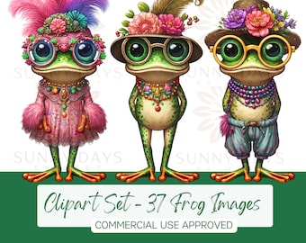 Frogs Clip Art Collection: Playful Designs for Crafts, POD, & DIY Projects - Instant Digital Download - Animal Clip Art - Frog Images - PNGs