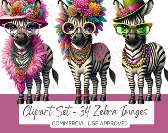 Zebra Clip Art Collection: Playful Designs for Crafts, POD, and DIY Projects - Instant Digital Download