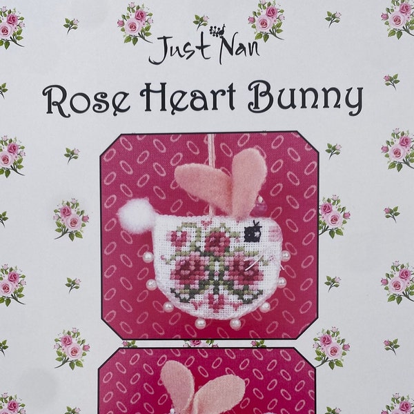Just Nan LERHB Rose Heart Bunny With Embellishments Limited Edition Ornament Brand New Cross Stitch Kit