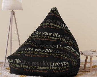 Live your Dreams Bean Bag Cover.Self-Care Oasis Chair Cover,Inspirational Home Decor,Minimalist Vibes ,Lounge Essential,Motivational Gift.