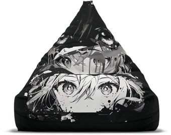 Anime Linear Print Eyes Bean Bag Chair Cover, Anime Lover Bean Bag Chair Cover ,Anime Lover gift,