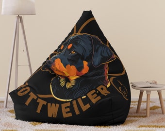 Rottweiler Bean Bag Chair Cover,Rottie Heart and Paw Beanbag Cover ,Pet Parent Home Decor,Gift for Rottweiler Dog Parents.