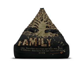 Family Roots Bean Bag Cover,Tree Of Life Anonymous QuoteChair Cover, Inspirational Neutral Color Living Room Decor,House Warmong Family Gift