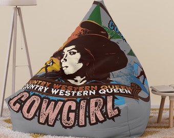 Cowgirl Bean Bag Cover, Western Chair Cover,Wild West Home Decor,Country Girl Room Accent,Gift for Cowgirl,Gift for Girlfriend,