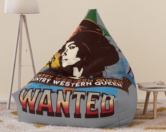 Western Bean Bag Chair(no filling included)Motivational Chair Cover,Outlaw Queen Pillow Cover,Country Home Decor, Room Accent,Cowgirl Gift.