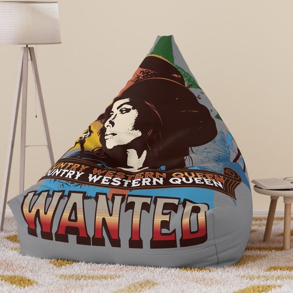 Western Bean Bag Chair(no filling included)Motivational Chair Cover,Outlaw Queen Pillow Cover,Country Home Decor, Room Accent,Cowgirl Gift.