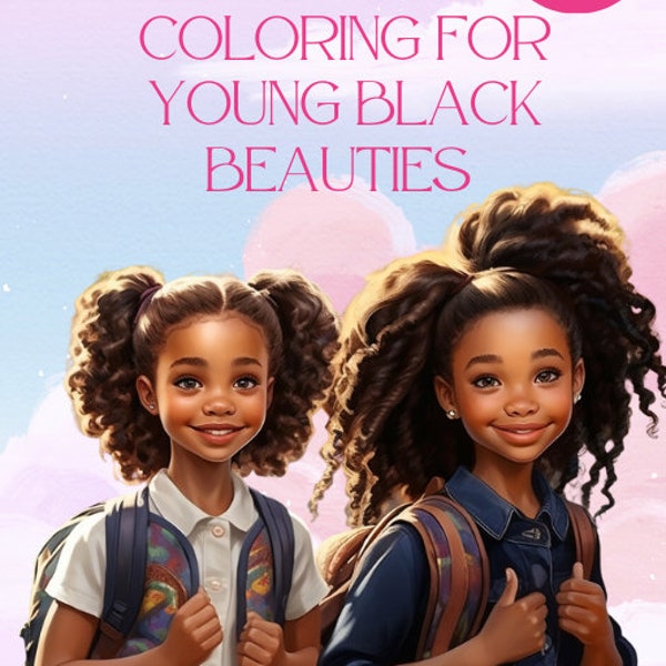 Color Me Happy: Farbenfrohes Malen für Junge Schwarze Schönheiten. Schwarze Mädchen Malseiten, sofortiger Download, 18 Seiten wunderschöne HD Bilder
