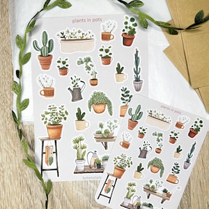 Green Plant Stickers for Journaling, Potted Plant Sticker Decals for  Scrapbooking, Diary, Calendars, Laptop, Skateboard, Guitar, Wall, Luggage