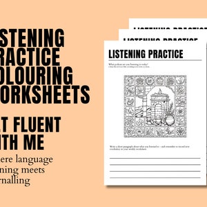 Colouring Worksheets for Listening Practice | Get Fluent With Me Language Learning Planner Study Journal to Print or Download PDF