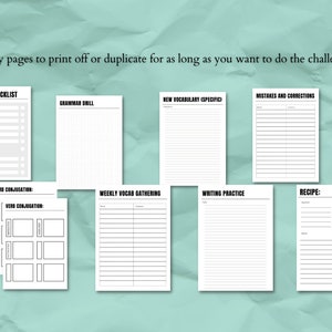 Language Learning Planner and Challenge Get Fluent With Me Study Journal To Print or Digital Download image 3