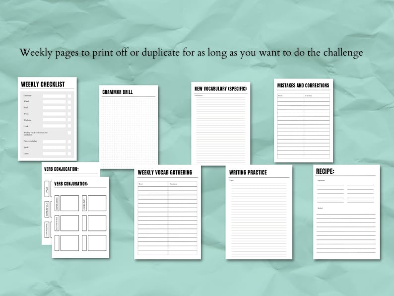 Language Learning Planner and Challenge Get Fluent With Me Study Journal To Print or Digital Download image 3