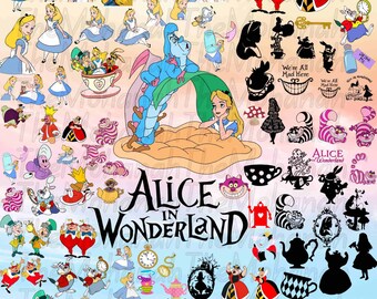 Mega Alice nel Paese delle Meraviglie Pacchetto SVG, Alice SVG, Principessa SVG, Alice nel Paese delle Meraviglie Clipart, Download digitale Alice nel Paese delle Meraviglie