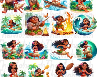 30 PNG Moana Splash and Watercolor Digital design PNG file for sublimation ,Moana Png High Resolution -Instant Digital PNG Download