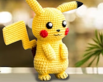 Amigurumi modèle pikachu, modèle au crochet PDF fichier numérique, modèle, anglais fait main, pikachu (amigurumi, crochet, fichier PDF de tutoriel photo)