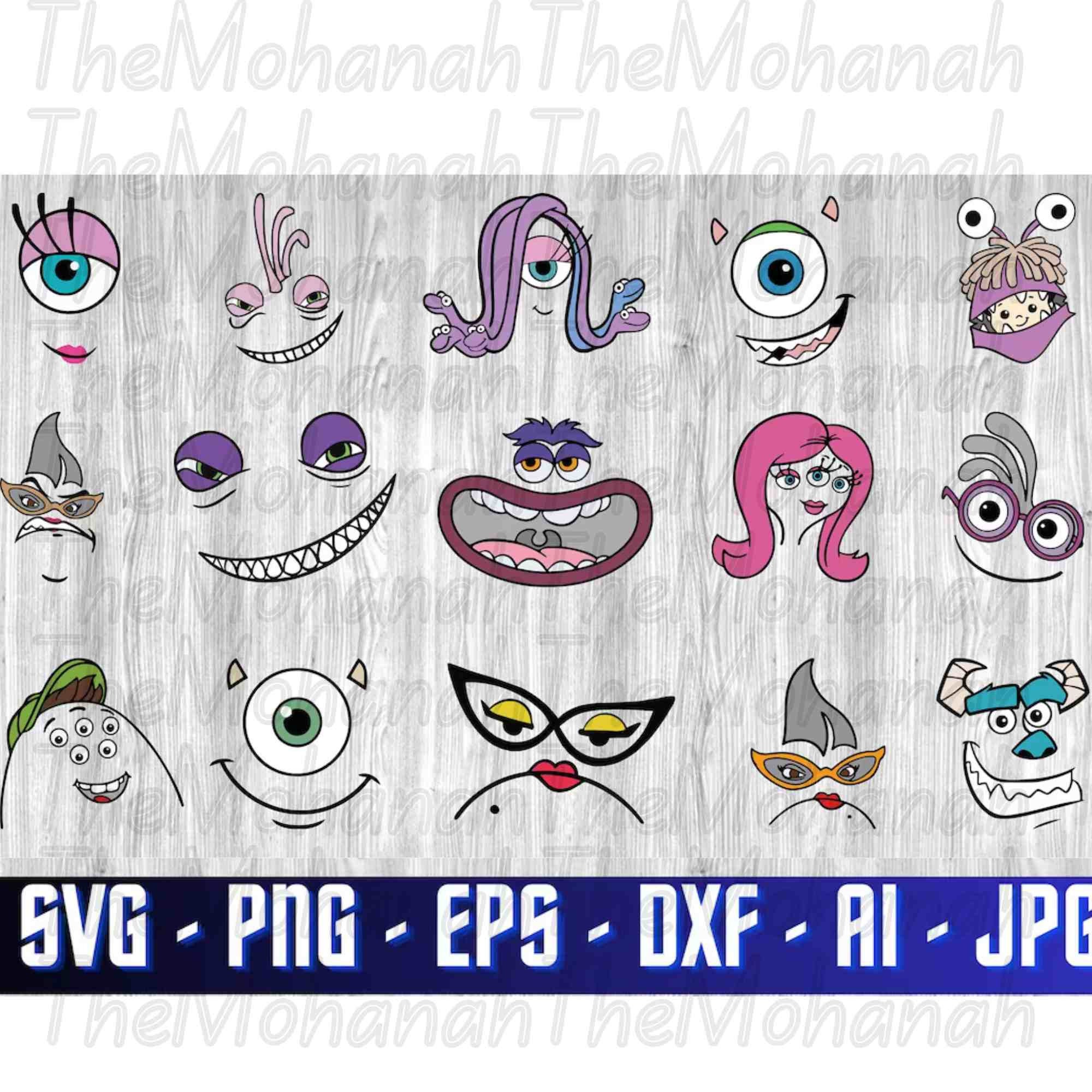 Monsters Inc. Sully & Mike Nested Silhouettes SVG PNG JPG 