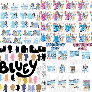 Mega Blue Dog Svg Bundle, Blue Dog Birthday Bundle Blue Dog Family Png Files, Png For Shirts, Birthday Png, Clipart png, Digital Download zdjęcie 10