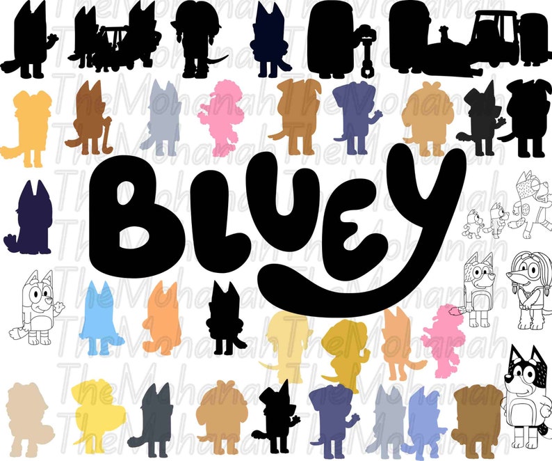 Mega Blue Dog Svg Bundle, Blue Dog Birthday Bundle Blue Dog Family Png Files, Png For Shirts, Birthday Png, Clipart png, Digital Download image 9