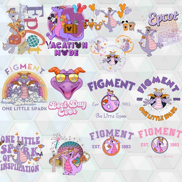 Retro Dis-Ney World Png, Dis-Ney Figment Png, Purple Dragon Png Figment The Dragon, Dis-Ney Epcot Figment Png, Figment One Little Spark