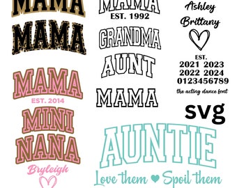 mama outline bundle svg, nana grandma mini Mama Digital Download Mama Png, Mama Svg Cut File, Mama Love Svg, Leopard Print Mama Mama Heart