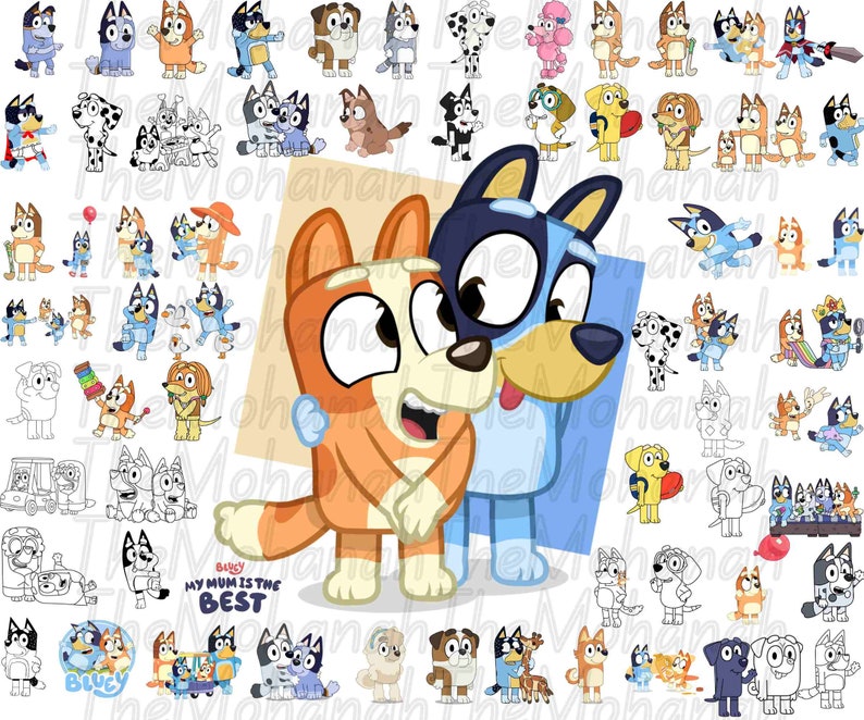 Mega Blue Dog Svg Bundle, Blue Dog Birthday Bundle Blue Dog Family Png Files, Png For Shirts, Birthday Png, Clipart png, Digital Download image 6