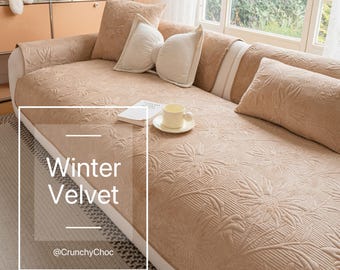 Winter Velvet Anti-Slip Sofa Cover: Furniture Protector Pad, Couch Cushion