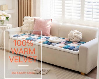 Velvet Chair Pads: Washable Sofa Cushion Cover, Anti-Slip Pet Protector Couch Protector