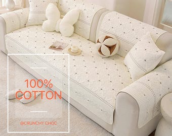 100% Cotton Anti-Slip Sofa Cover: Size Customizable Cushion, Pet & Child Friendly Couch Protector