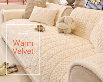 Minimalist Velvet Sofa Cover: Anti-Slip Couch Protector, Pet Friendly Breathable Pad Cushion