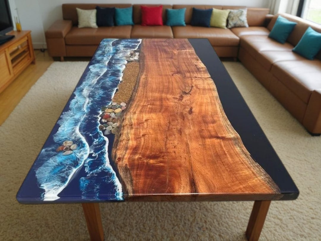 Epoxy Resin Ocean Wave Coffee Table: Beach House Decor - Etsy