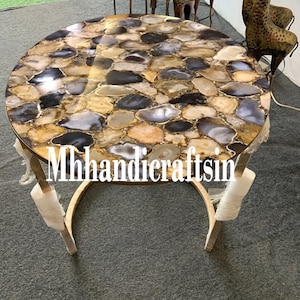 Mesa de centro de ágata, mesa redonda: perfecta para café, centro, cena, mesas de pasillo, arte hecho a mano para la decoración de muebles de su hogar