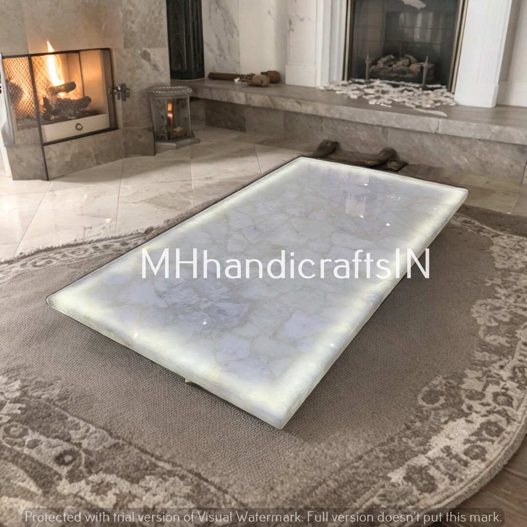 White Quartz Coffee & Dining Table, Quartz Countertops Slab for Bar and ...
