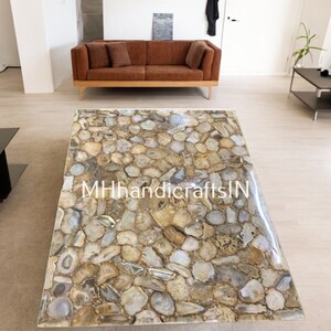Natural Geode Agate Stones Coffee, Dining Table Top Slab Handmade Furniture For Home Decor